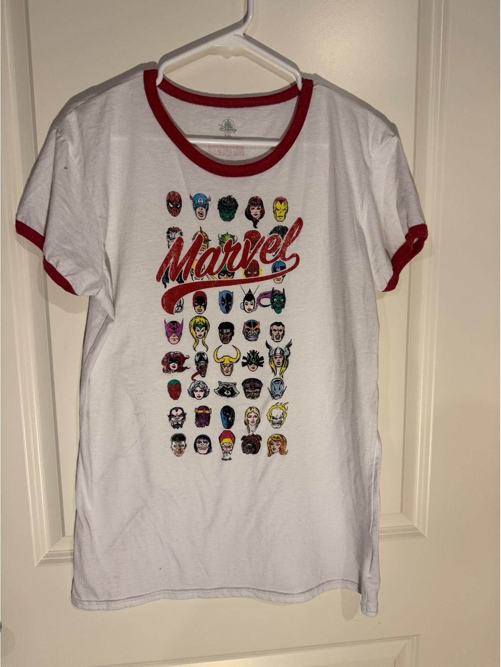 Disney Parks Marvel 80 Years White and Red Ringer T-Shirt XXL
